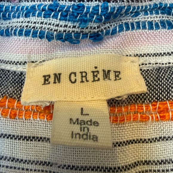 En Creme Textured Multicolor Striped Shirt Retro Style Size Large - Picture 5 of 6